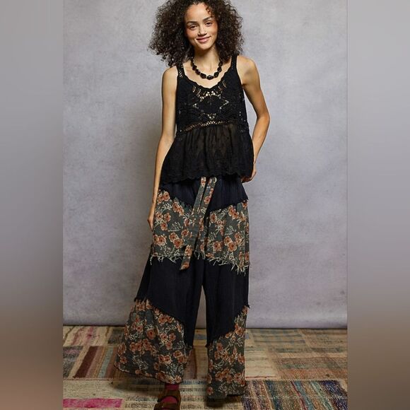 ***POL Floral Black Crochet Tank - Picture 2 of 6